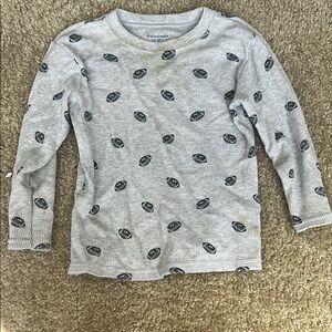 Cat & Jack Gray Long Sleeve Kids Tee with Football Pattern